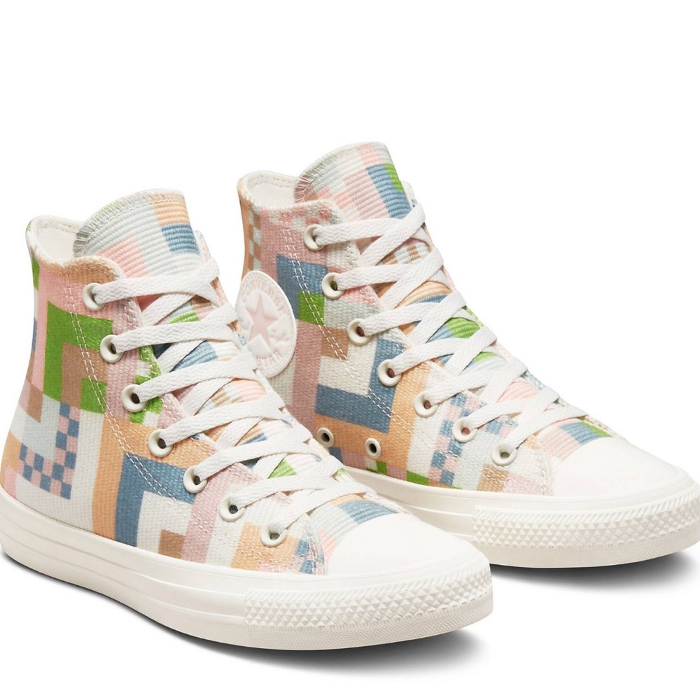 Converse allstar hi crafted folk jacquard sneaker pink egret clay patchwork